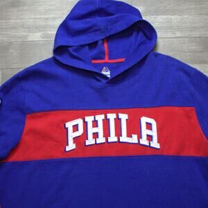 Philadelphia Sixers Hoodie Sweatshirt Adult 2XL Mens XXL 76ers Hooded Majestic
